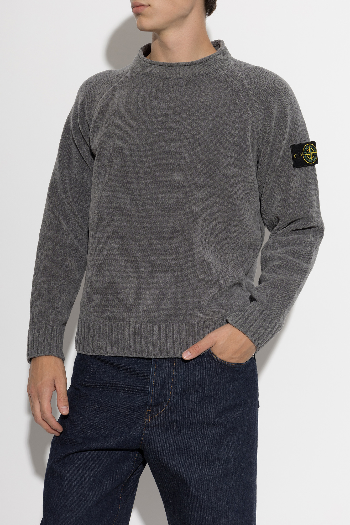 Grey Sweater with logo patch Stone Island - Vitkac Canada